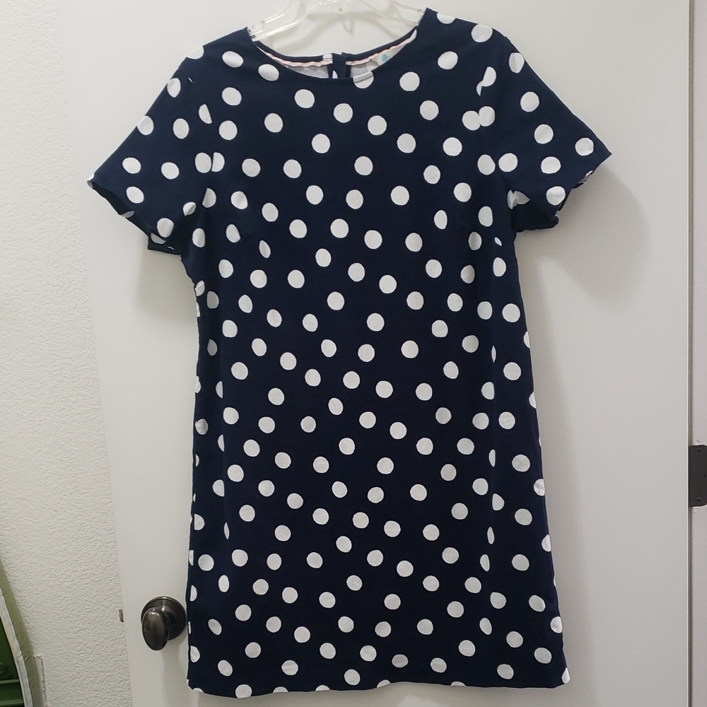 Boden Navy and White Polka Dot Dress